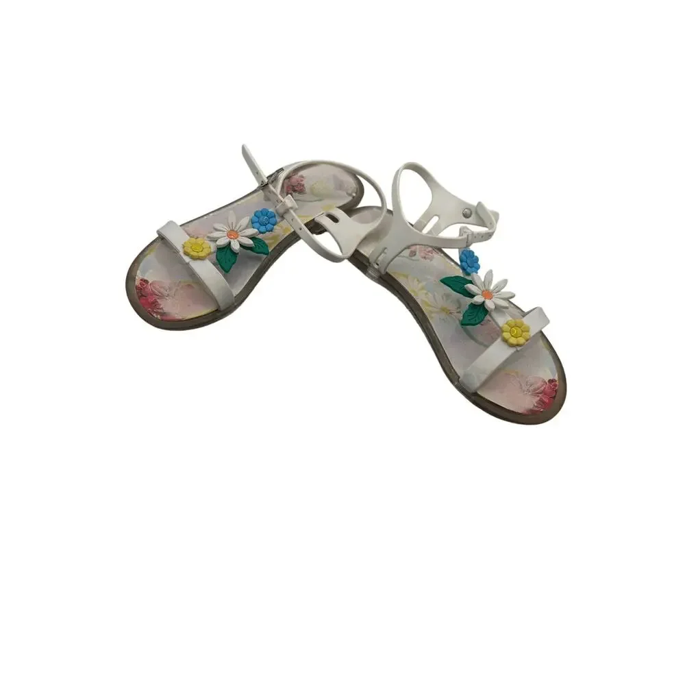 Girls EU Size 29 Floral Beige Sandals Summer Casual Footwear Open Toe Gladiator